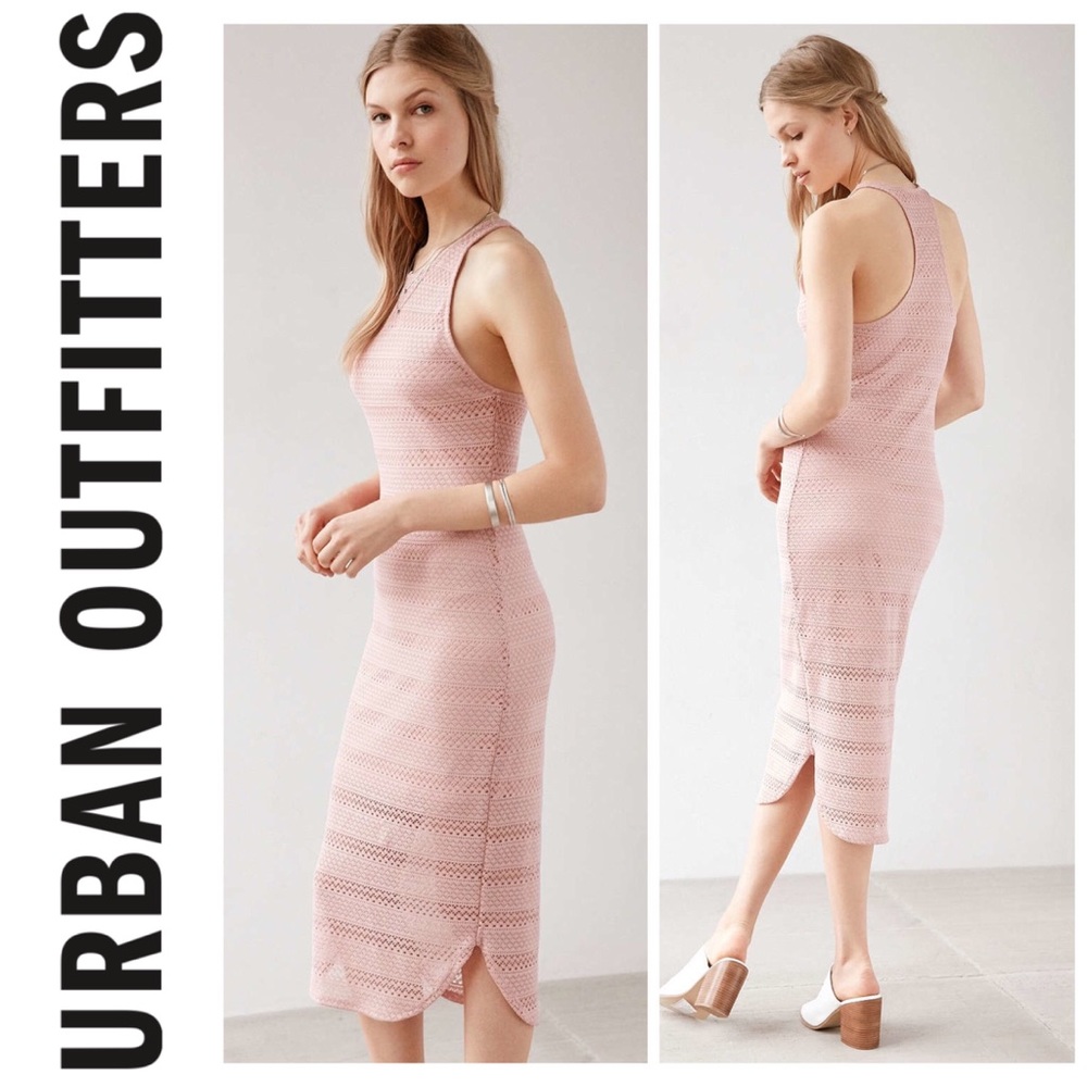 Ecoté Lace Linear Pink Bodycon Dress